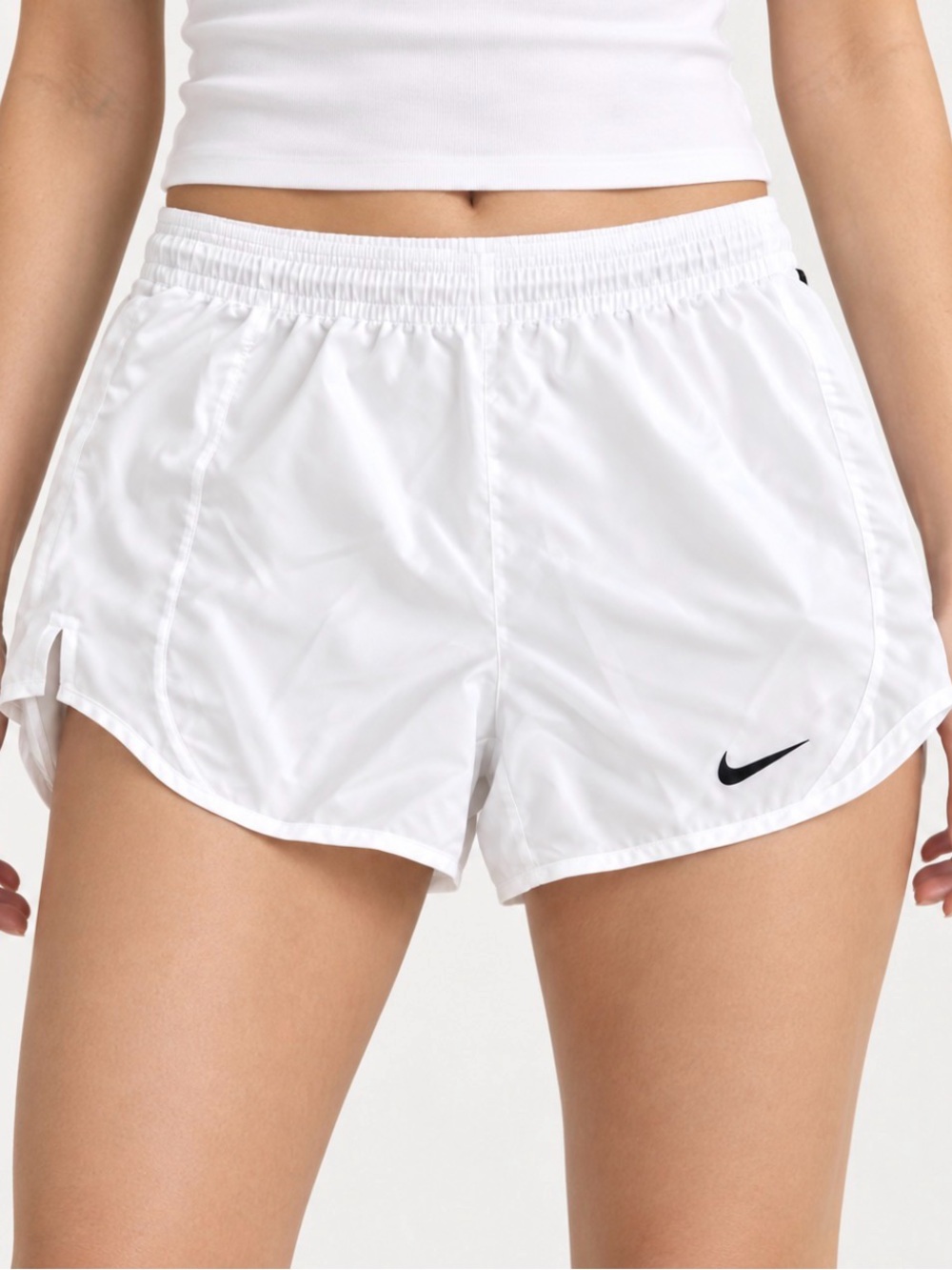 Nike Dri-FIT Women’s White Running Shorts Lined Athletic Training Gym Swoosh